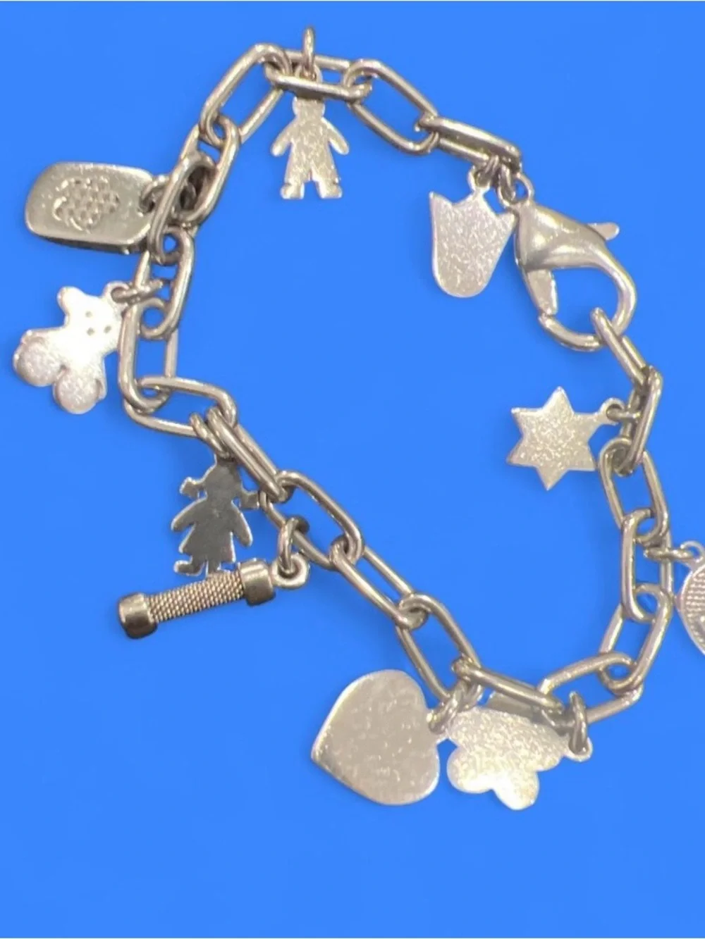 Tous Silver-tone Charm Bracelet with Heart, Star & Teddy Charms